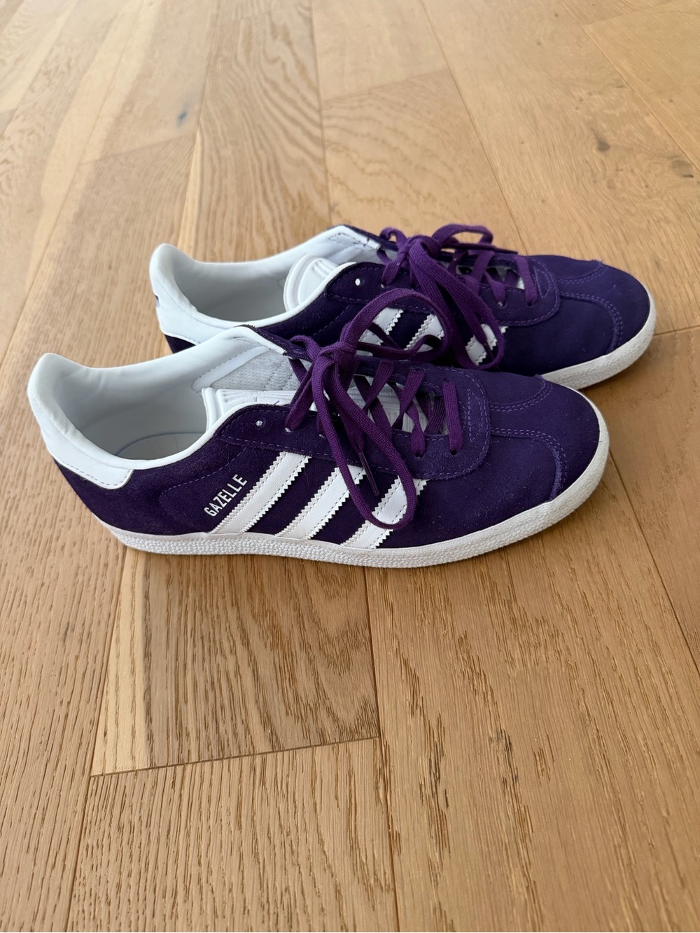 Adidas Gazelle Purple Suede Sneakers with White Stripes